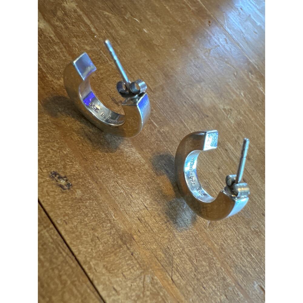 925 Silver 3D CHUNKY HOOP EARRINGS Thailand - Picture 7 of 10